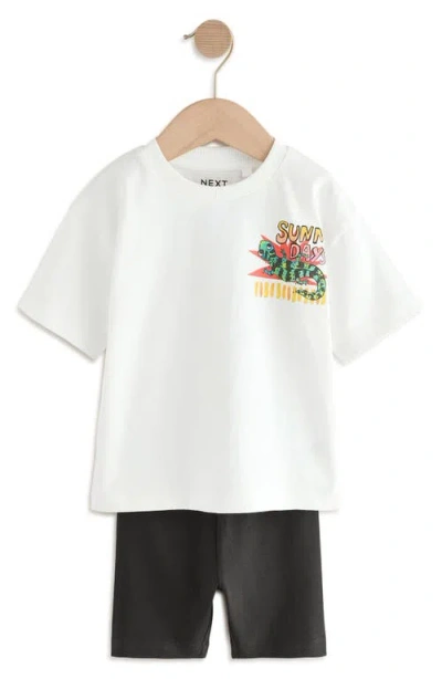 Next Kids' Chameleon Cotton Graphic T-shirt & Shorts Set In Black