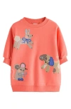 Next Kids' Character Appliqué Long Sleeve Cotton Blend Sweatshirt Dress In Multi