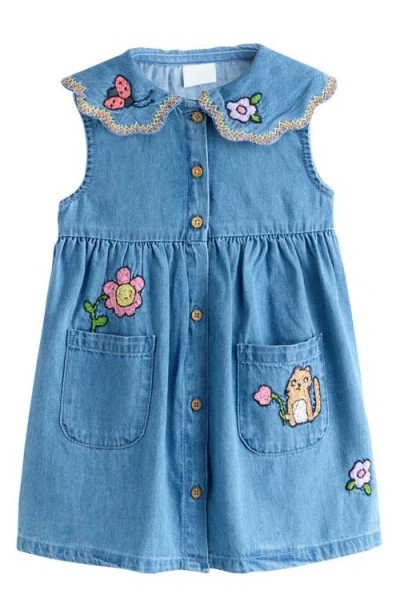 Next Babies'  Kids' Character Collar Denim Dress In Blue