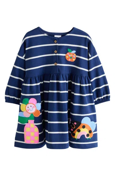 Next Kids' Character Stripe Cotton Jersey Dress In Blue