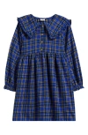Next Kids' Check Collared Cotton Dress In Blue