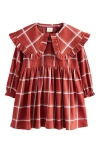 Next Kids' Check Collared Dress In Orange