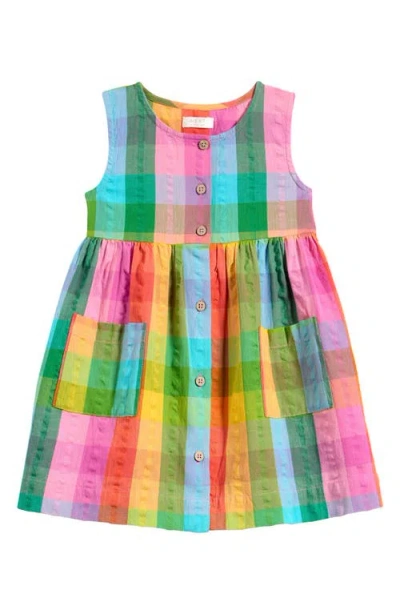 Next Kids' Check Cotton Button-up Dress In Pink