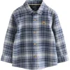 Next Kids' Check Cotton Flannel Button-up Shirt In Blue