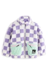 Shop Next Kids' Check Fleece Jacket In Purple