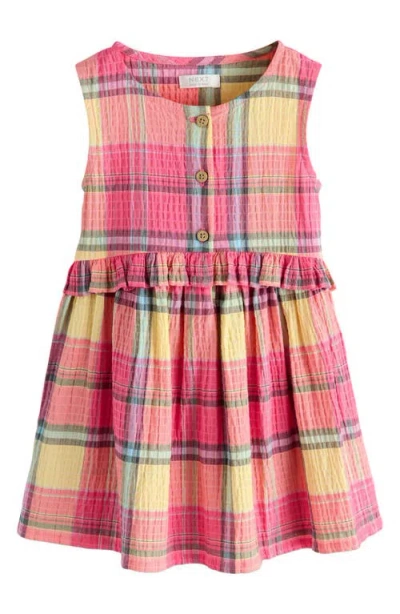 Next Kids' Check Print Sleeveless Dress In Pink