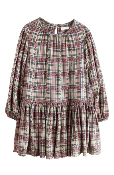 Next Kids' Check Skater Dress In Brown