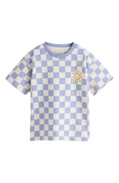 Next Kids' Checkerboard Cotton Graphic T-shier In Blue