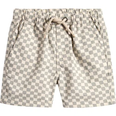 Next Babies'  Kids' Checkerboard Cotton Twill Shorts In Gray