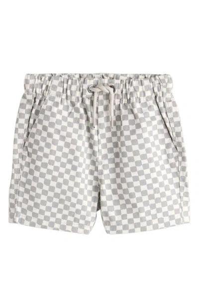 Next Kids' Checkerboard Cotton Twill Shorts In Gray