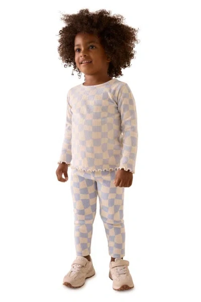 Next Kids' Checkerboard Rib Long Sleeve Top In Blue