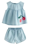 Next Kids' Cherry Appliqué Sleeveless Denim Top & Shorts Set