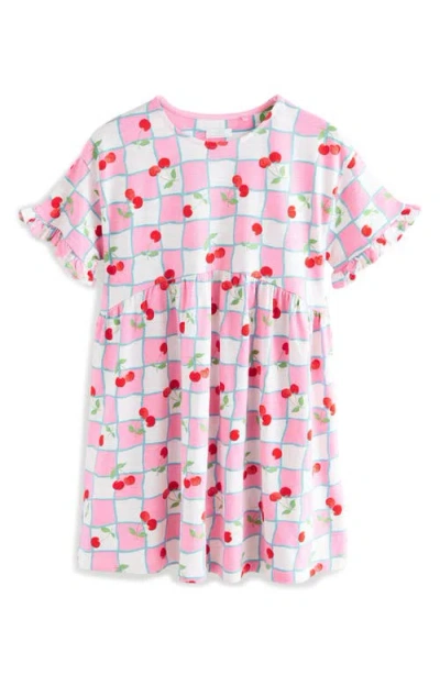 Next Kids' Cherry Check Cotton T-shirt Dress In Pink