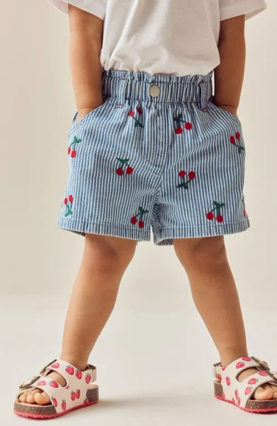 Next Kids' Cherry Embroidered Denim Shorts In Red