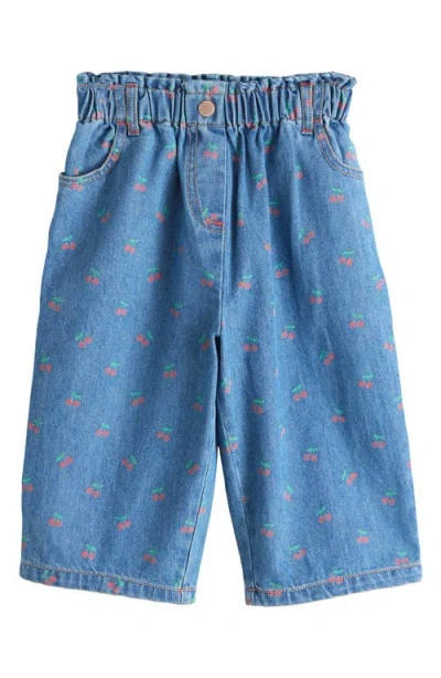 Next Babies'  Kids' Cherry Turn Up Wide Leg Jeans In Blue