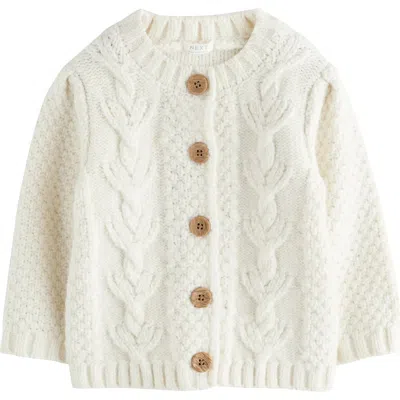 Next Kids' Chunky Button-up Cardigan In Neutral