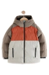 Next Kids' Colorblock Hooded Puffer Jacket In Multi