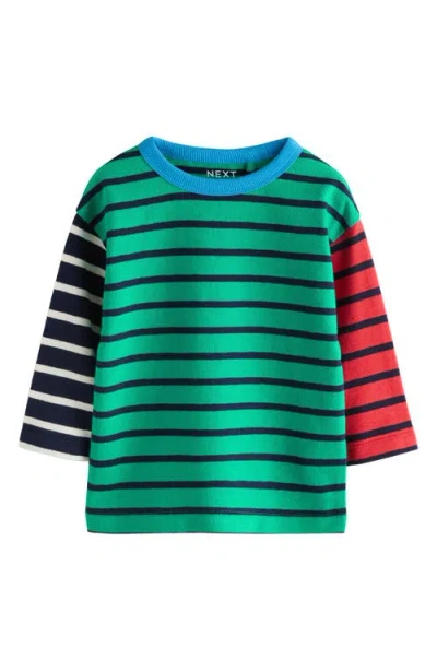 Next Babies'  Kids' Colorblock Stripe Jersey Top In Blue