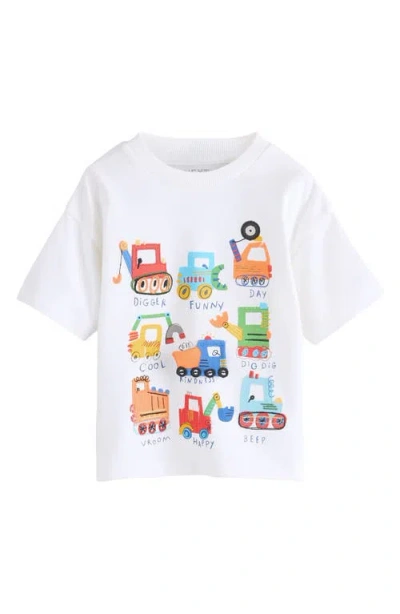 Next Kids' Construction Vehicles Cotton Graphic T-shirt In White