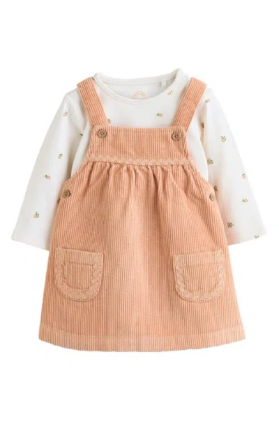 Next Babies'  Kids' Corduroy Pinafore Dress & Bodysuit Set In Brown