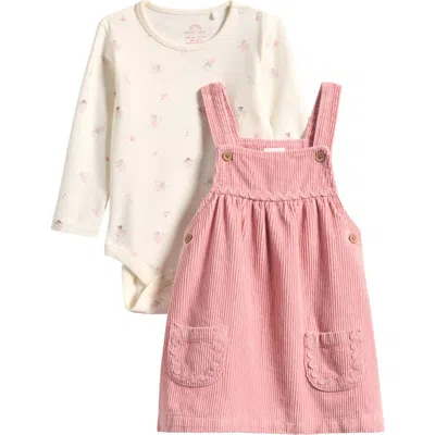 Next Babies'  Kids' Corduroy Pinafore Dress & Bodysuit Set In Pink