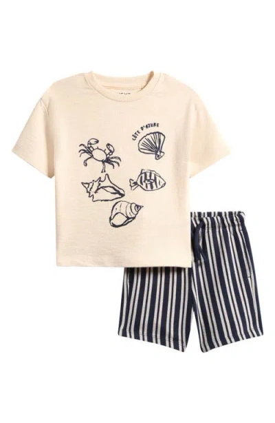 Next Babies'  Kids' Côte D'azur Cotton T-shirt & Shorts Set In Neutral