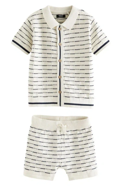 Next Kids' Cotton Button-up Shirt & Shorts Set In White