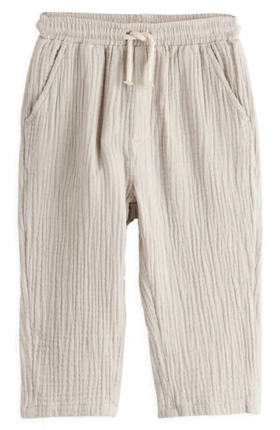 Next Kids' Cotton Gauze Drawstring Pants In Neutral