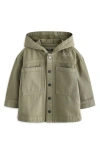 Next Kids' Cotton Graphic Hooded Overshirt In Green
