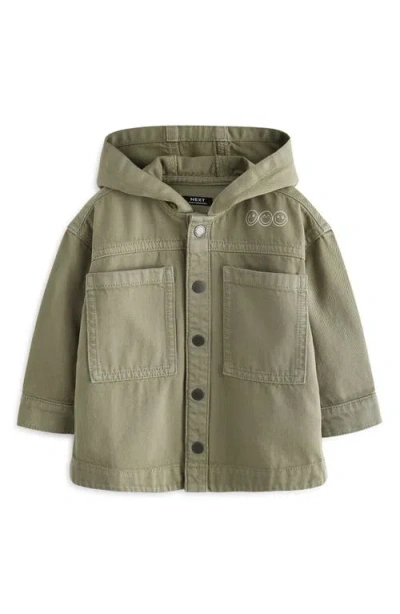 Next Kids' Cotton Graphic Hooded Overshirt In Green