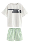 Next Kids' Cotton Graphic T-shirt & Striped Shorts Set