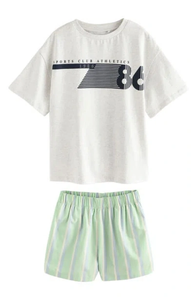 Next Kids' Cotton Graphic T-shirt & Striped Shorts Set