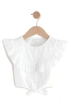 Next Kids' Cotton Ruffled Tie Front Top In White