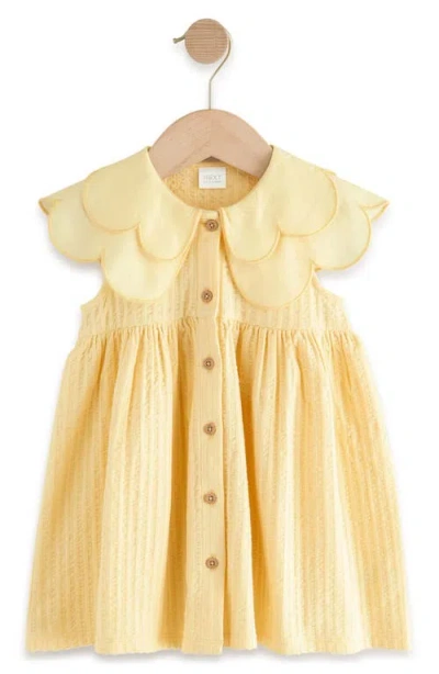 Next Kids' Cotton Seersucker Platter Collar Dress In Yellow