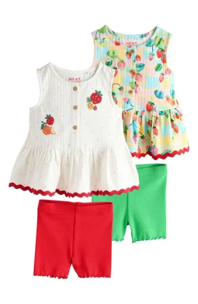 Next Kids' Cotton Tanks & Shorts Assorted 4-pack In Multi