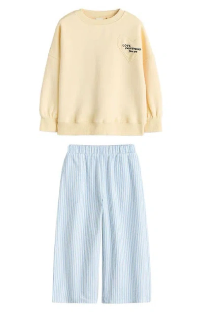 Next Kids' Crewneck Sweatshirt & Stripe Pants Set In Multi