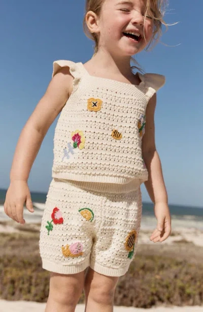 Next Babies'  Kids' Crochet Appliqué Open Stitch Cotton Top & Shorts Set In Nude