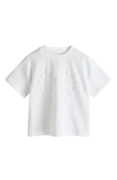 Next Kids' Crochet Flower Heart T-shirt In White