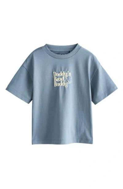 Next Babies'  Kids' Daddy's Best Buddy Cotton Graphic T-shirt In Blue