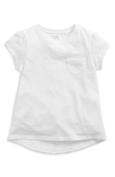 Next Kids' Daisy Embroidered Cotton Pocket T-shirt In White