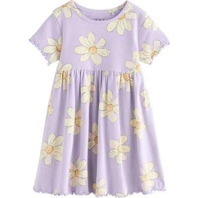 Next Babies'  Kids' Daisy Print Rib Dress In Multi