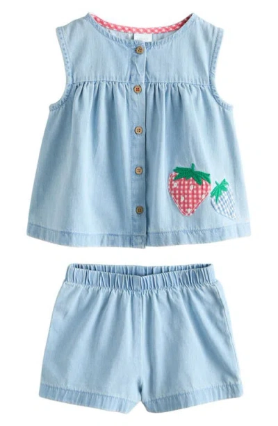 Next Kids' Denim Babydoll Top & Shorts Set In Multi
