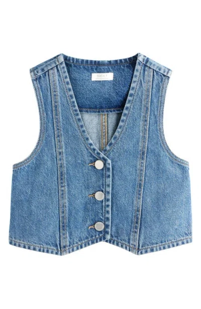 Next Kids' Denim Button-up Vest In Blue