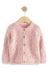 Next Kids' Diamond Chunk Knit Cardigan In Pink