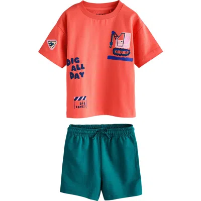 Next Babies'  Kids' Dig All Day Graphic T-shirt & Drawstring Shorts Set In Red