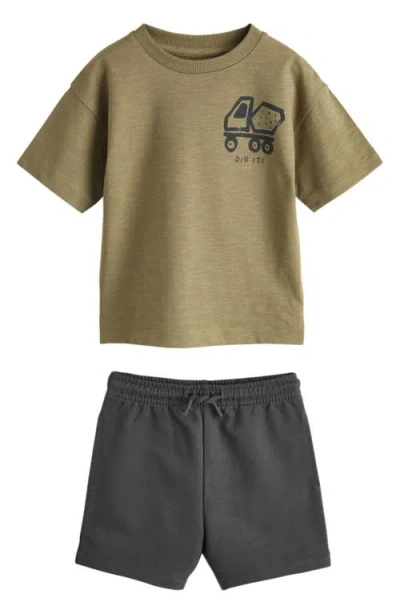 Next Kids' Digger Graphic T-shirt & Shorts Set In Green