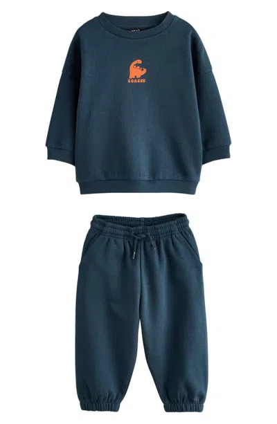 Next Kids' Dino Graphic Sweatshirt & Sweatpants Set In Blue
