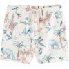 Next Kids' Dino Print Linen & Cotton Drawstring Shorts In Neutral