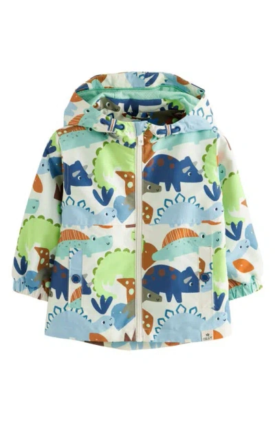 Next Kids' Dino Water Resistant Hooded Jacket In Ivory