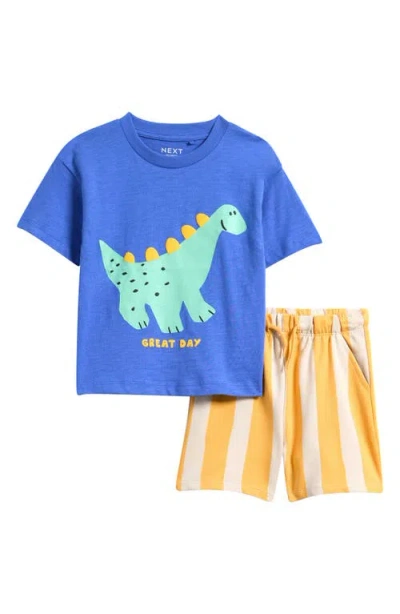 Next Babies'  Kids' Dinosaur Graphic T-shirt & Shorts Set In Blue